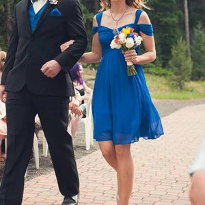 Davids Bridal Horizon Chiffon Dress Split Sleeves